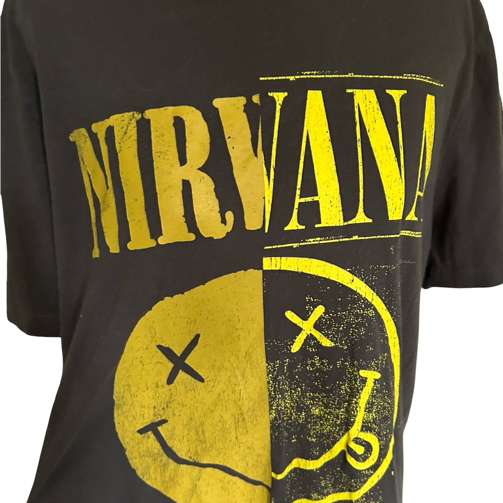 Old Navy Faded Black Yellow Nirvana T-Shirt Size Large Tall - Picture 5 of 7